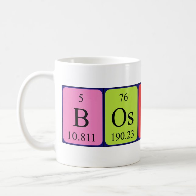Boston periodic table name mug (Left)