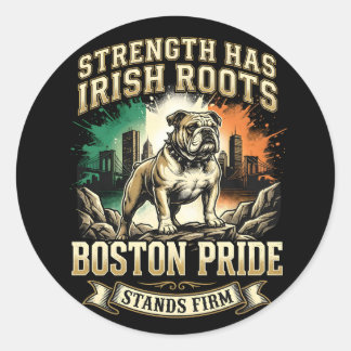Boston Pride Irish Roots Bulldog Classic Round Sticker