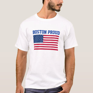 Boston PROUD USA American Flag Patriotic City T-Shirt