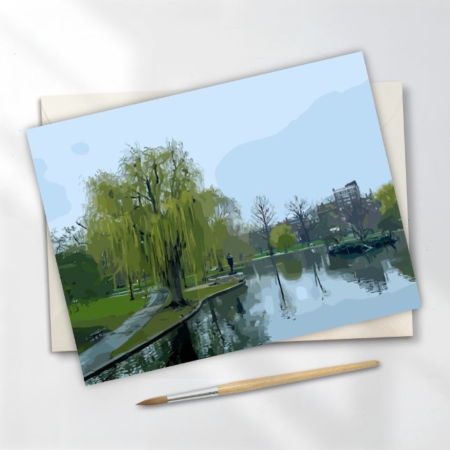 Boston Public Garden Massachusetts Painting Card (Creator Uploaded)