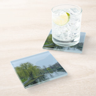 Boston Public Garden Massachusetts Painting Glass Coaster