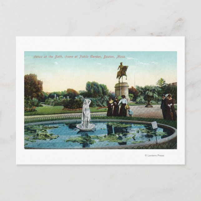 Boston Public Garden View of Venus at the Bath Postcard (Front)