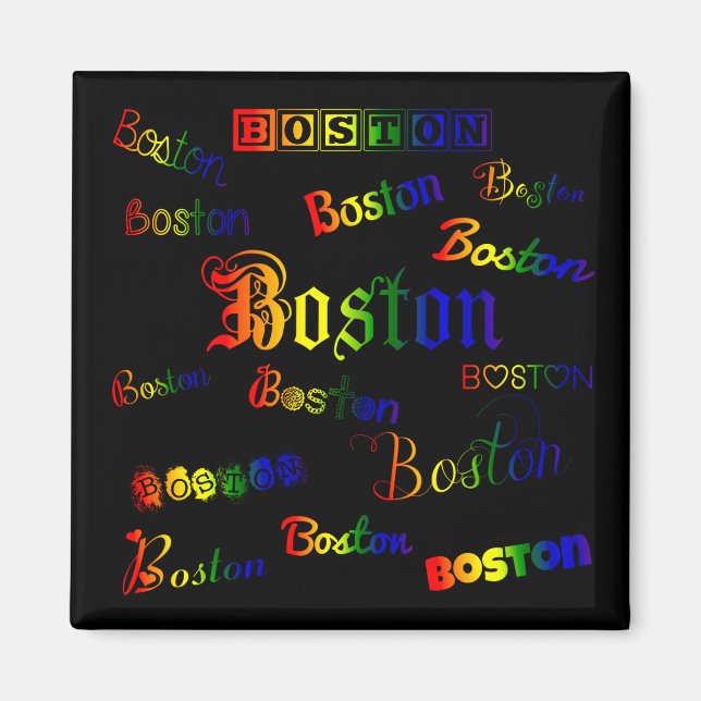 Boston Rainbow Fonts Magnet (Front)