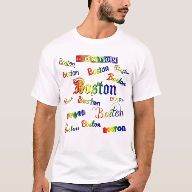 Boston Rainbow Fonts  T-Shirt (Front)