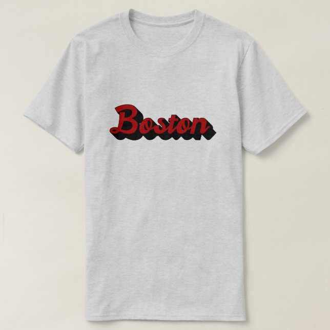 Boston Red and Black T-Shirt (Design Front)