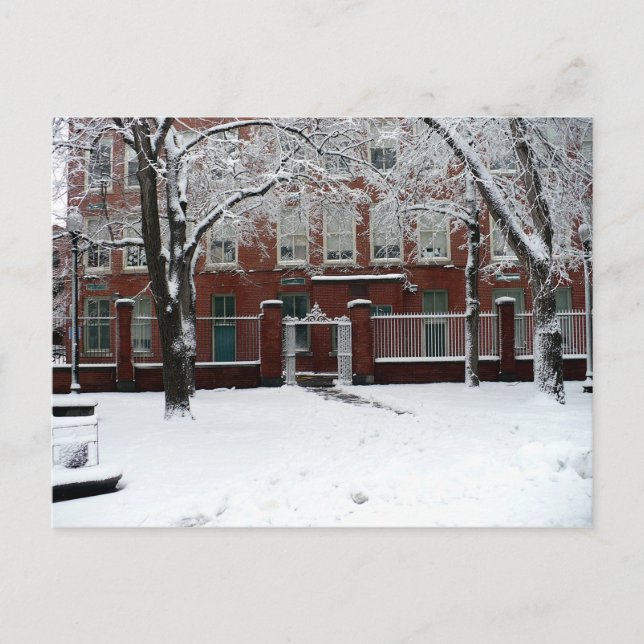 Boston Red School House in Winter White Snow Postcard (Front)