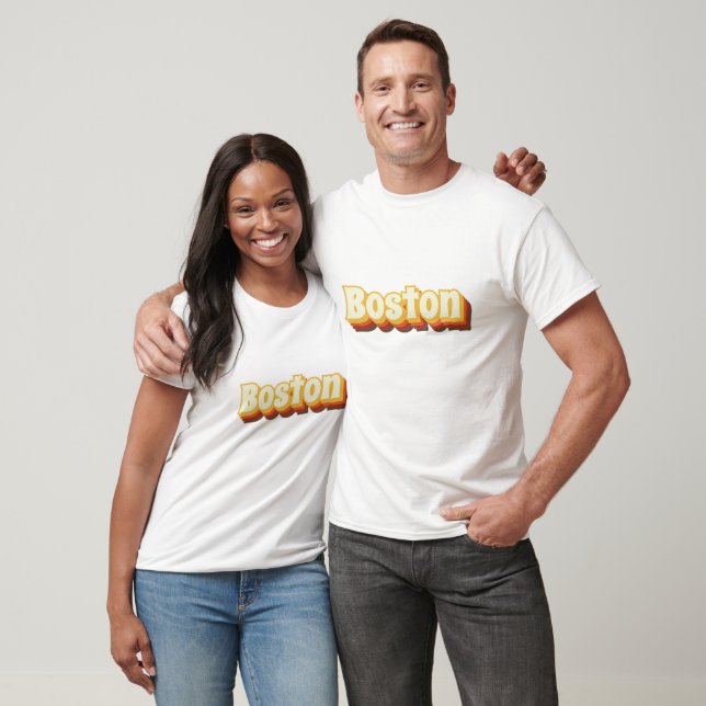 Boston Retro Vintage Text T-Shirt (Unisex)