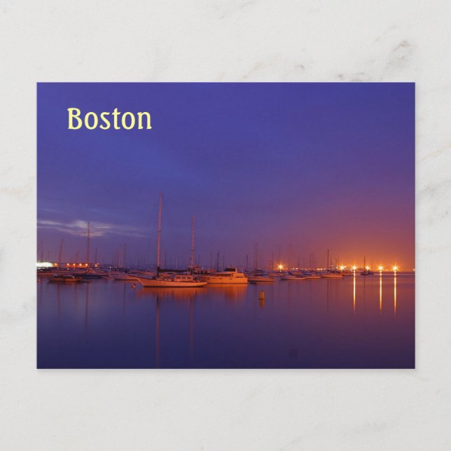 Boston sailboats in marina at dusk postcard (Front)