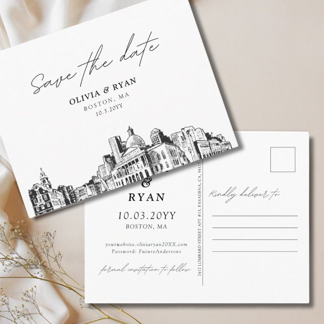 Boston Save the Date Postcard Wedding (Boston Save the Date Postcard Wedding
)
