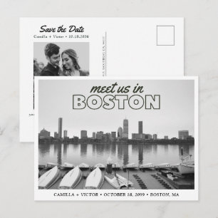 Boston Save the Date Retro Skyline Postcard