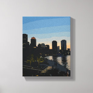 Boston Seaport Sunset City Skyline Canvas Print