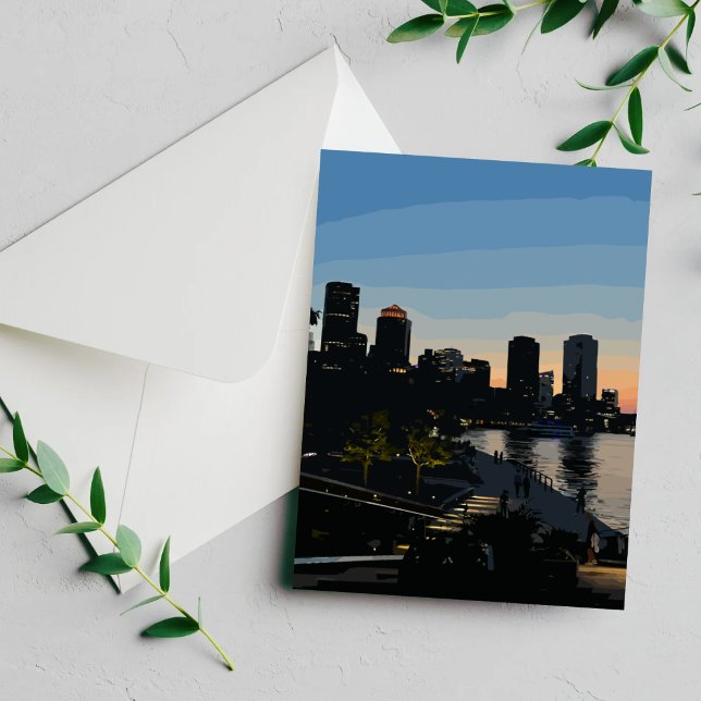 Boston Seaport Sunset City Skyline Card (Creator Uploaded)