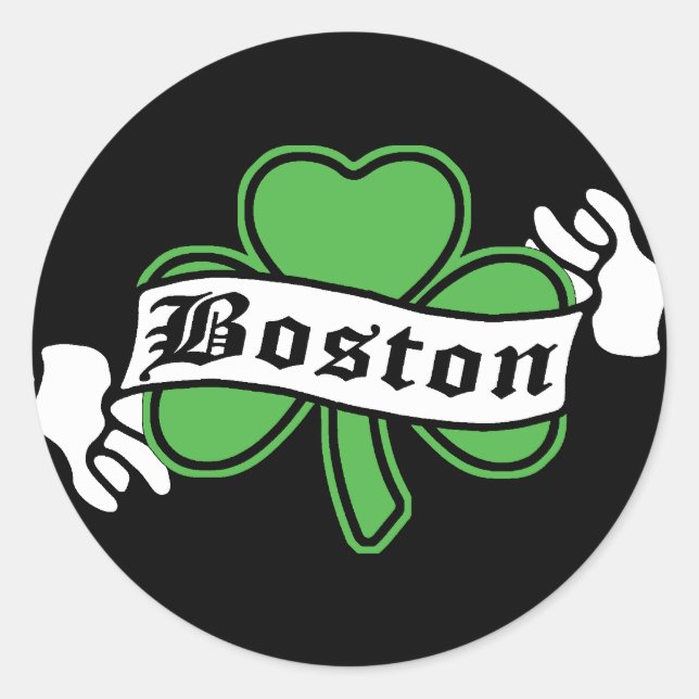 Boston Shamrock Classic Round Sticker (Front)