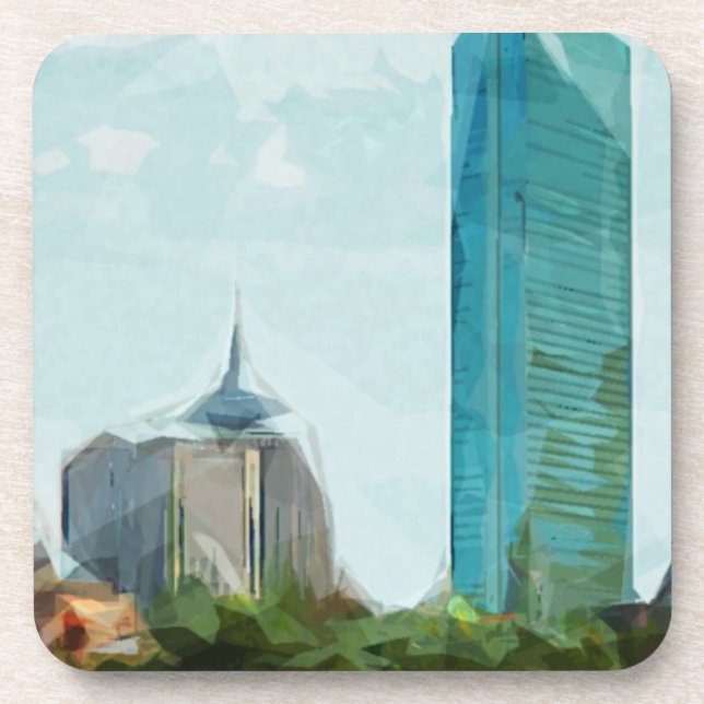 Boston Skyline Abstract Impressionism Coaster (Front)