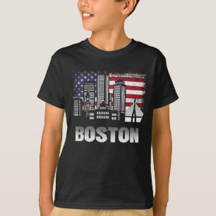 Boston Skyline American Flag T-Shirt