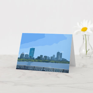 Boston Skyline Charles River Painting Card