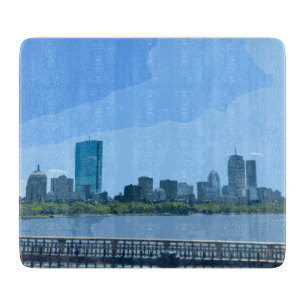 Boston Skyline Charles River Painting Cutting Board