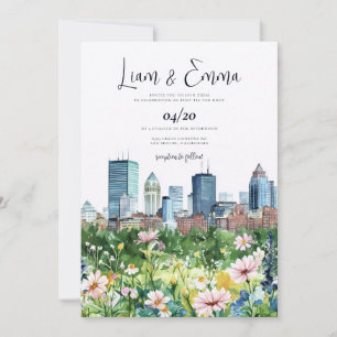 Boston Skyline City Wedding Invitation
