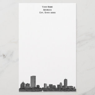 Boston Skyline Etched 01 Stationery