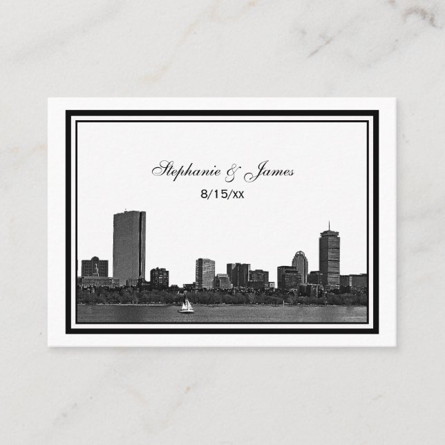 Boston Skyline Etched Framed Place Cards #2 (Front)
