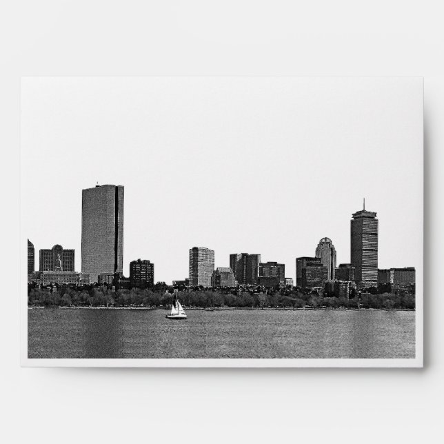 Boston Skyline Etched Look A7 5x7 Envelope (Front)