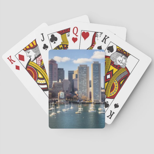 Boston skyline from waterfront playing cards (Back)
