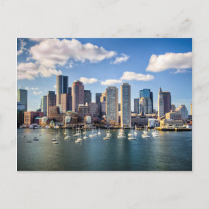 Boston skyline from waterfront postcard