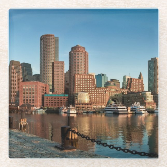 Boston skyline glass coaster (Front)