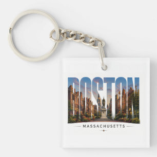 💙 Boston Skyline Modern City Style 💙 Key Ring