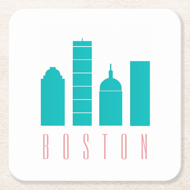 Boston Skyline Paper Coaster (Front)