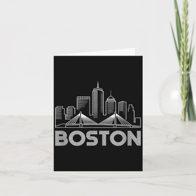 Boston Skyline Retro Vintage City Lovers  Card (Front)