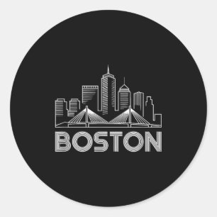 Boston Skyline Retro Vintage City Lovers Classic Round Sticker
