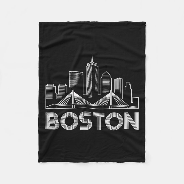 Boston Skyline Retro Vintage City Lovers  Fleece Blanket (Front)
