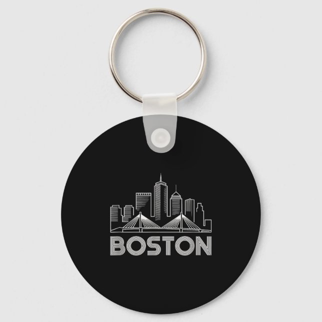 Boston Skyline Retro Vintage City Lovers  Key Ring (Front)