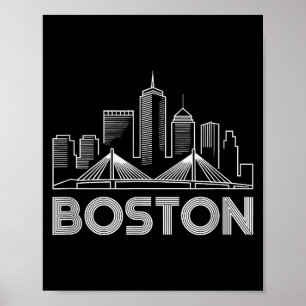 Boston Skyline Retro Vintage City Lovers Poster