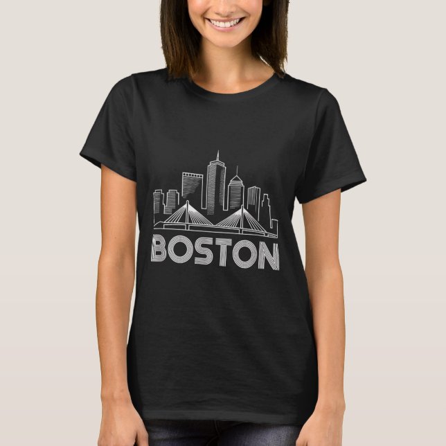 Boston Skyline Retro Vintage City Lovers  T-Shirt (Front)