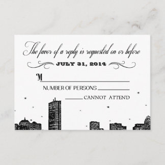 Boston Skyline RSVP card matching invitation