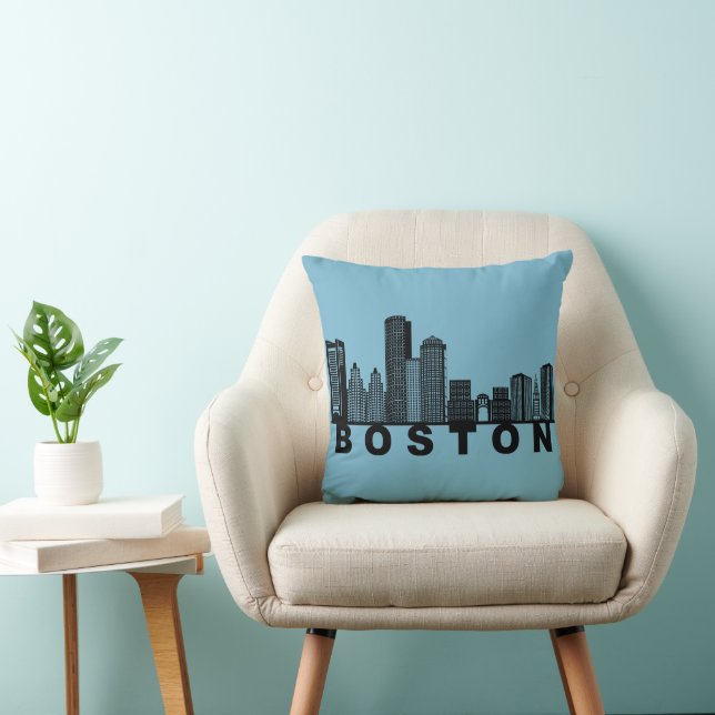 Boston Skyline Silhouette  Cushion (Chair)