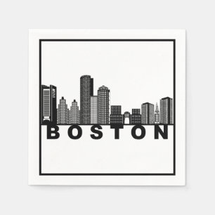 Boston Skyline Silhouette  Napkin