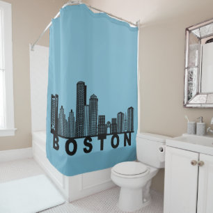 Boston Skyline Silhouette  Shower Curtain