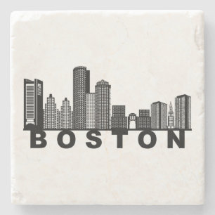 Boston Skyline Silhouette  Stone Coaster