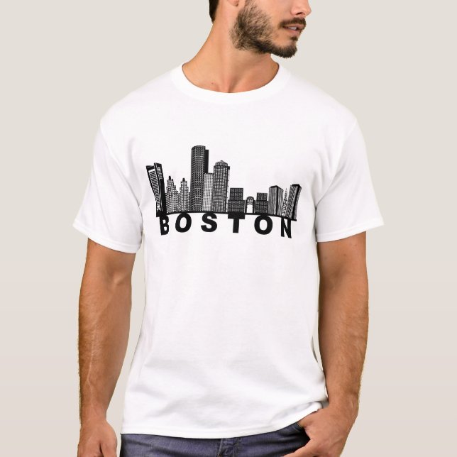 Boston Skyline Silhouette  T-Shirt (Front)
