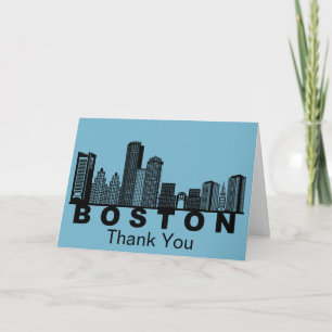 Boston Skyline Silhouette Thank You Card
