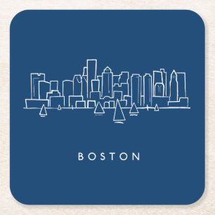 Boston Skyline Square Paper Coaster