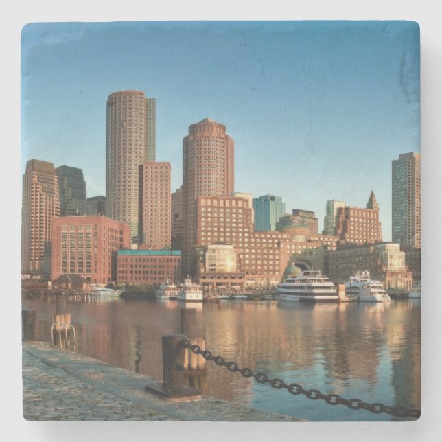 Boston skyline stone coaster (Front)