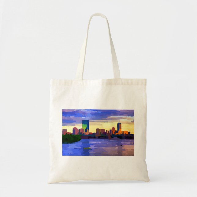 Boston Skyline Sunset Over the Back Bay Tote Bag (Front)