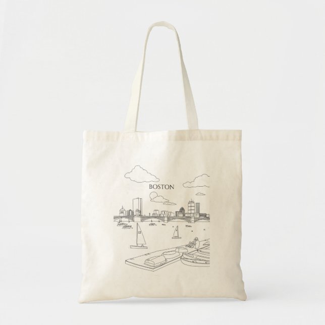 Boston Skyline Tote Bag (Front)