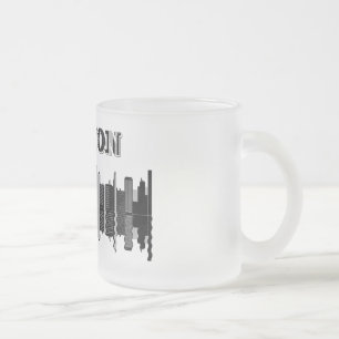 Boston Skyline Typography Frosted Glass Coffee Mug