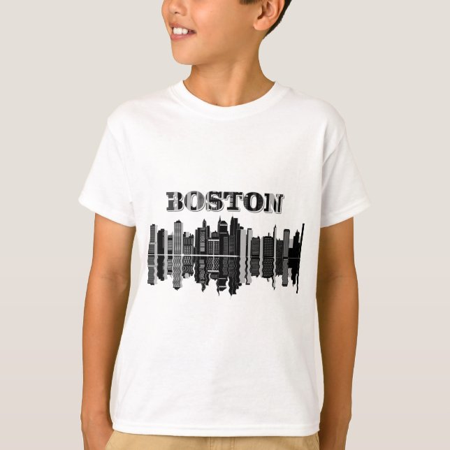 Boston Skyline Typography T-Shirt (Front)