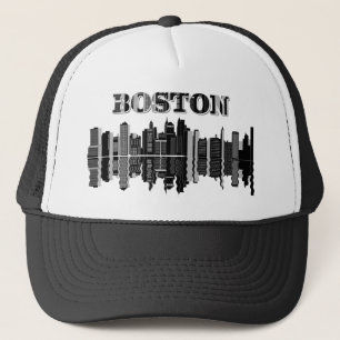 Boston Skyline Typography Trucker Hat